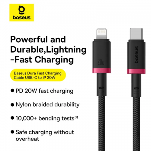 Baseus Cable Lightning to USB-C Dura Series Braided 2.0m Black - Image 2