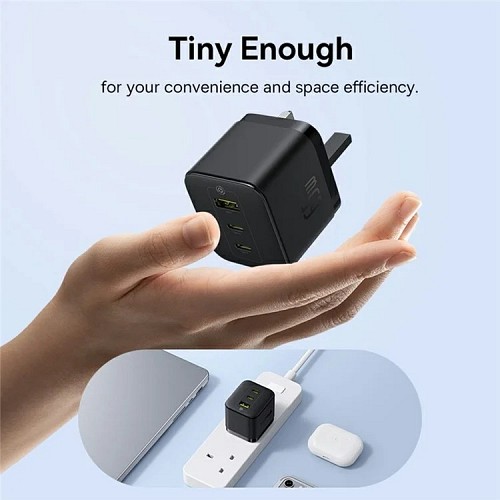 Baseus Charger Wall 65W 2C+U PALM Series UK Black - Image 3