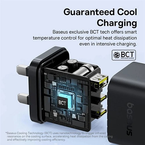 Baseus Charger Wall 65W 2C+U PALM Series UK Black - Image 5
