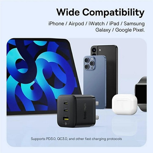 Baseus Charger Wall 65W 2C+U PALM Series UK Black - Image 7