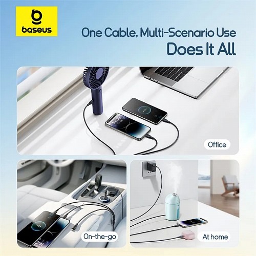 Baseus Cable 3in1 USB-C/Micro/Ligh Ultra Fast Series 1.3m Black - Image 5
