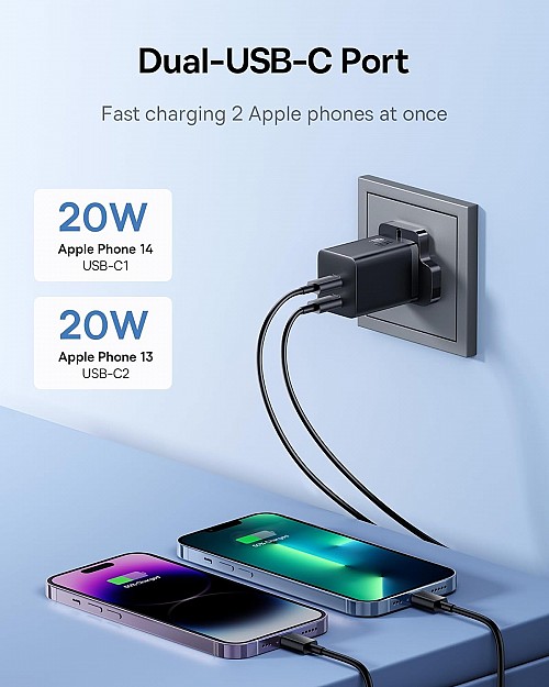 Baseus Charger Wall 40W USB-Cx2 UK MINI GaN5 - Image 4