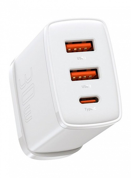 Baseus Charger Wall 30W USB-C/2xUSB-A UK - Image 3
