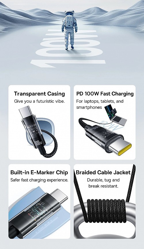 Baseus Cable USB-C to USB-C Gem Series 100W - Image 4