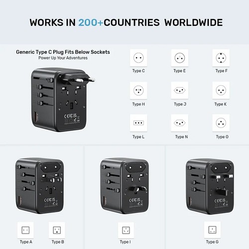 Unitek Charge Wall 65W Travel Adapter 3xUSBC+USBA Black P1122A - Image 15
