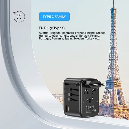 Unitek Charge Wall 65W Travel Adapter 3xUSBC+USBA Black P1122A - Image 11