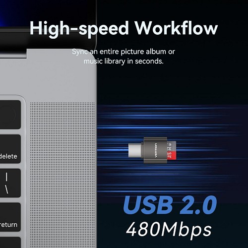 Vention CLMH0 Metal USB-C Card Reader for Micro SD Cards - Image 7