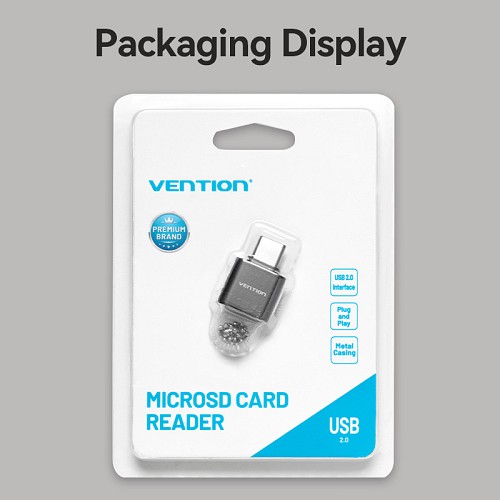 Vention CLMH0 Metal USB-C Card Reader for Micro SD Cards - Image 2