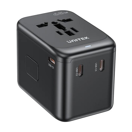 Unitek Charge Wall 65W Travel Adapter 3xUSBC+USBA Black P1122A - Image 2