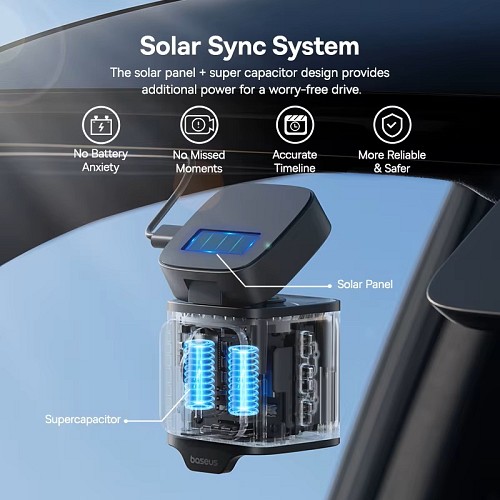 Baseus Car Dashcam Front 3K GPS+Solar PrimeTrip VD1 Black - Image 2
