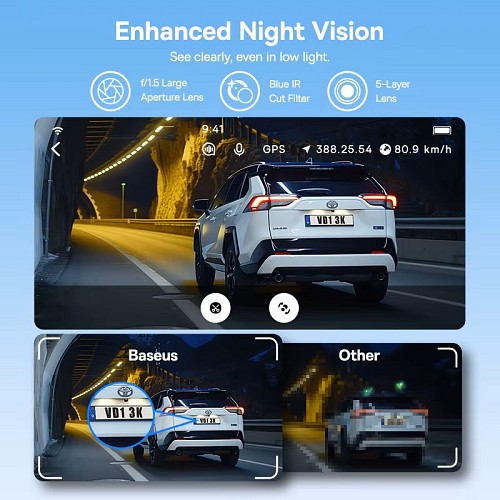 Baseus Car Dashcam Front 3K GPS+Solar PrimeTrip VD1 Black - Image 5