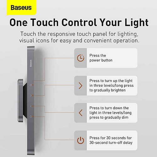Baseus Magnetic Rechargeable LED Lamp DGXC-02 Grey - Image 6