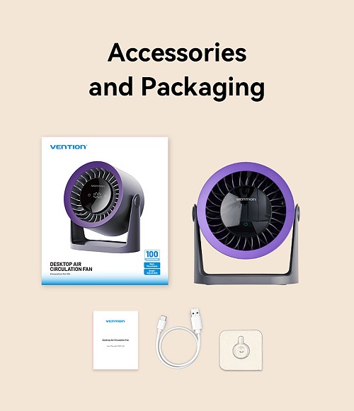 Vention PBIH0 Desktop Air Circulation Fan with Display & Wall Mount - Image 11