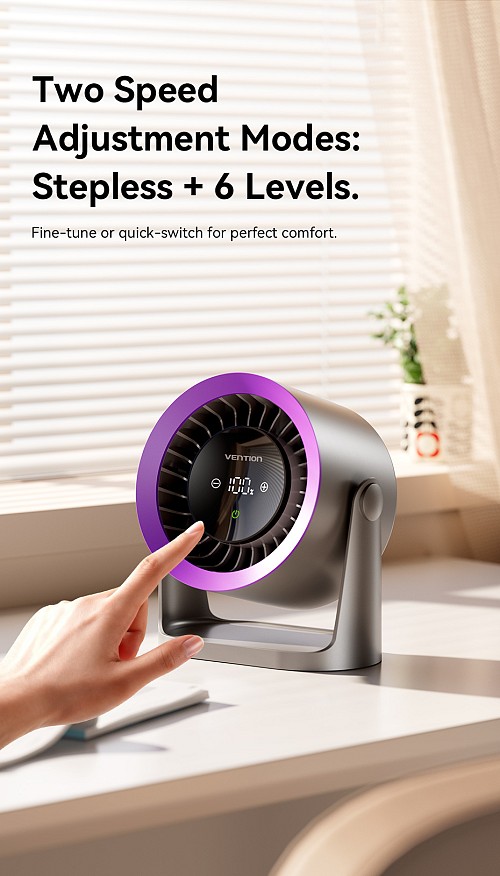 Vention PBIH0 Desktop Air Circulation Fan with Display & Wall Mount - Image 3