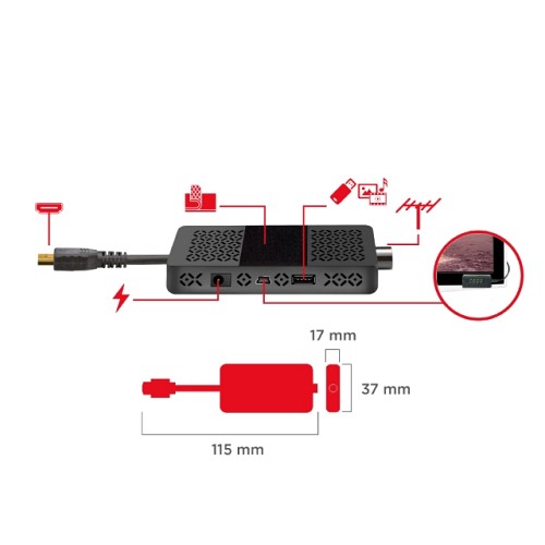 GBC TV DVB-T2 Stick Receiver with Integrated HDMI XDOME XD-220DG - Image 4