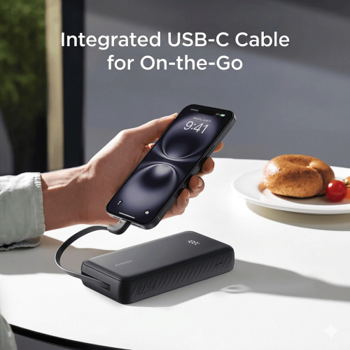 Anker Mobile Powerbank 20000 22.5W Built-In USB-C Cable Black - Image 2