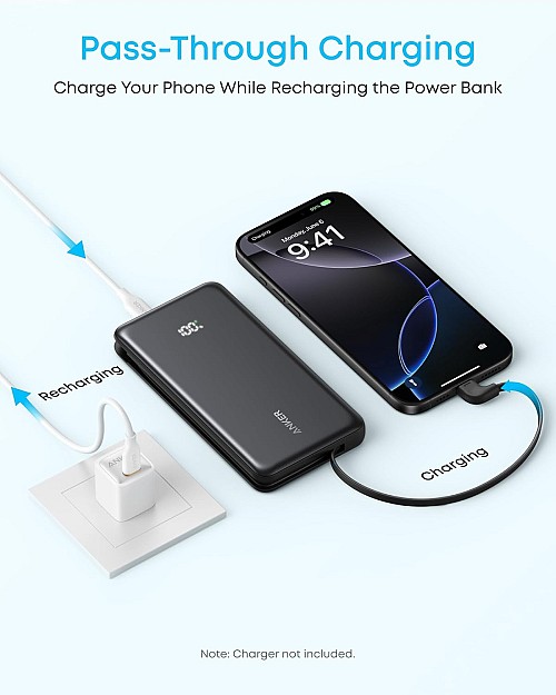 Anker Mobile Powerbank 20000 22.5W Built-In USB-C Cable Black - Image 4