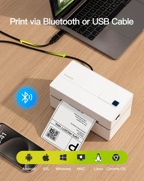 Inateck Label Barcode Printer Thermal Bluetooth & USB PR40 Black - Image 4