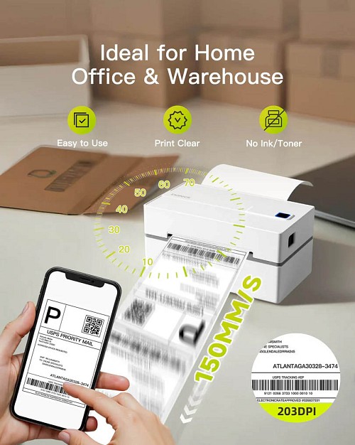 Inateck Label Barcode Printer Thermal Bluetooth & USB PR40 Black - Image 5