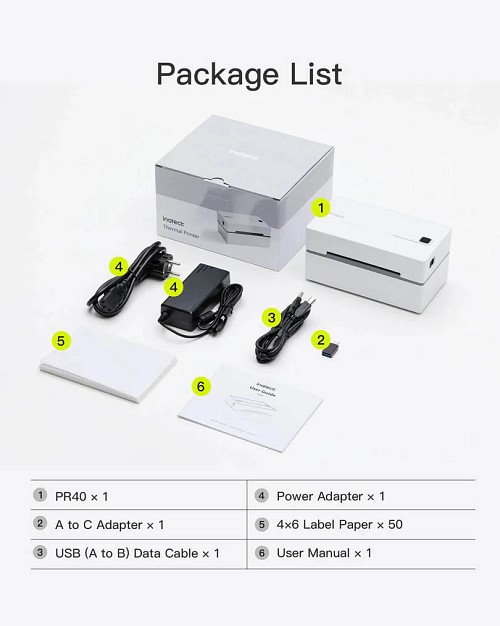 Inateck Label Barcode Printer Thermal Bluetooth & USB PR40 Black - Image 8